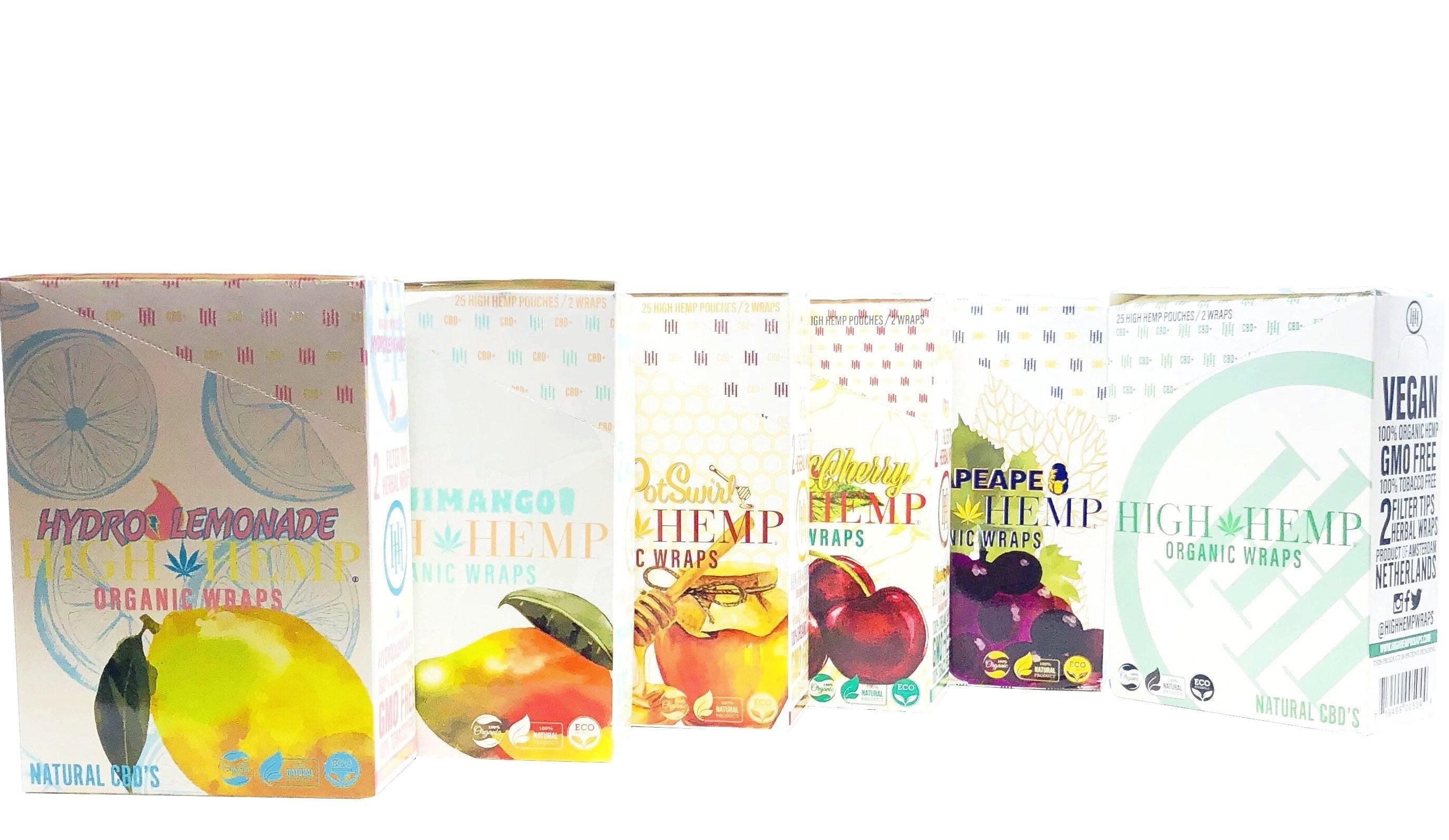 6 Flavors of High Hemp Wraps (Full Box of Each) Blunt Wrap High Hemp 
