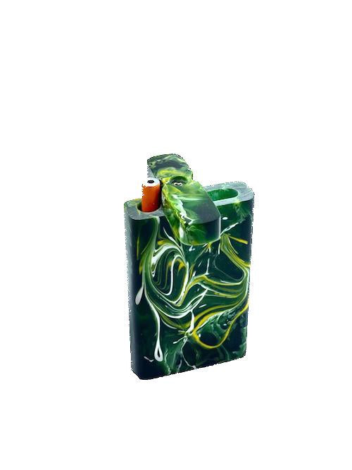 Handmade Acrylic Dugout w/ One Hitter - Green Marble Dugout India Art Collection 