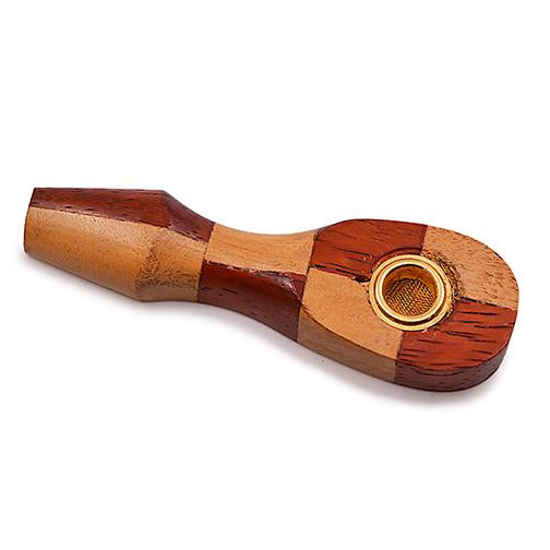 Mini Wooden Pipe - Brown Checkers (3.5") Pipe BDD Wholesale