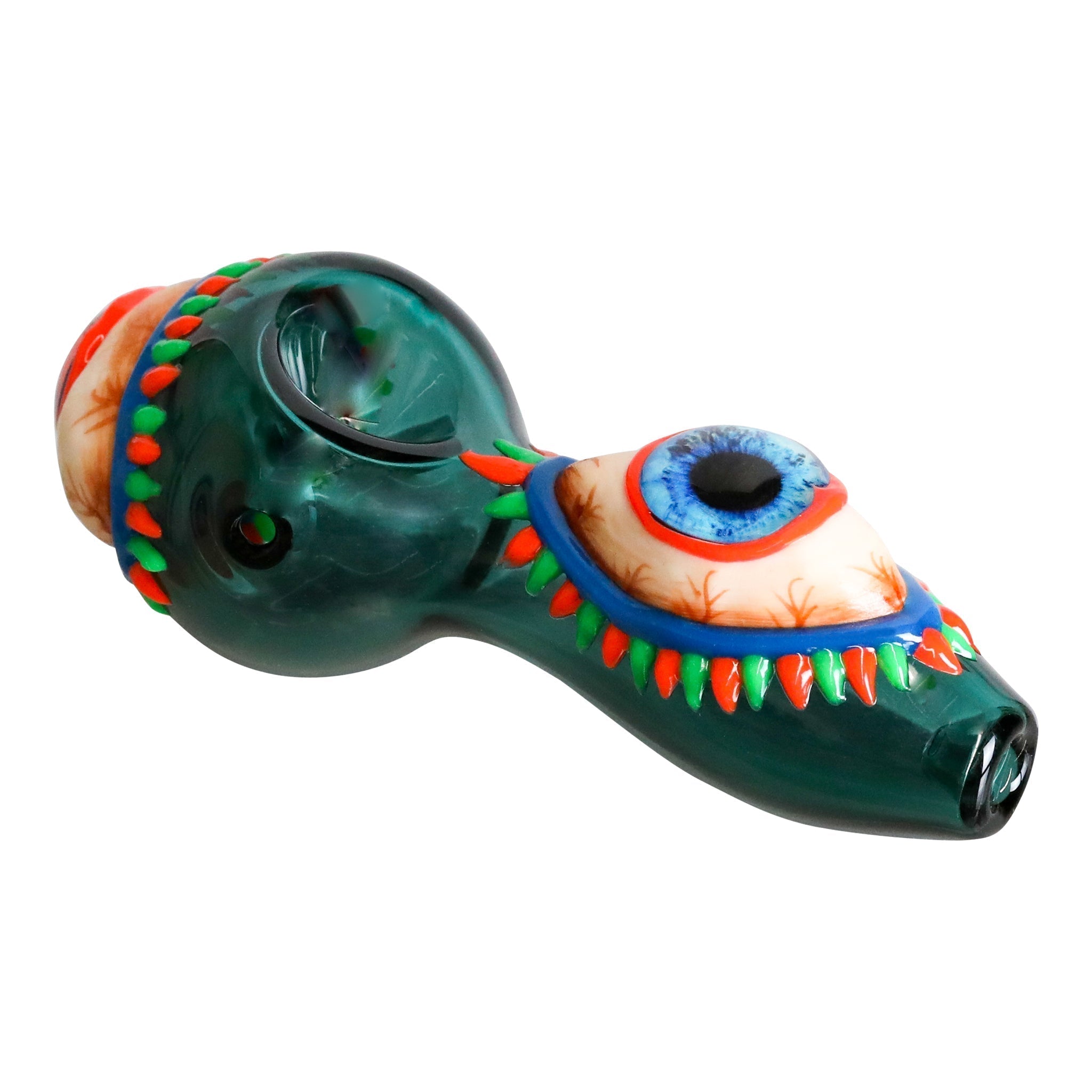 The Glowing All Seeing Eye Pipe (4.5") Pipe HF Glass Teal 
