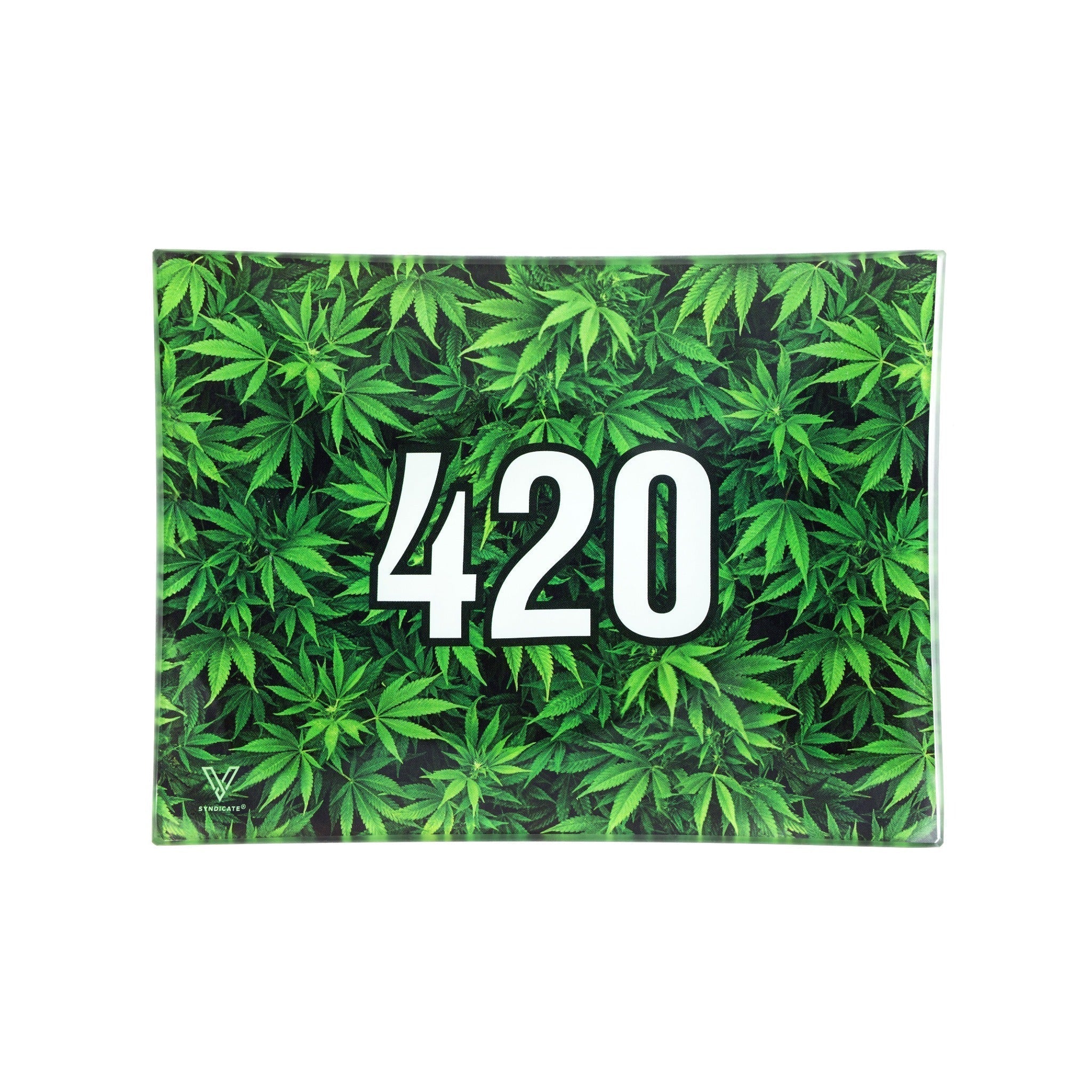 V Syndicate 420 Green Glass Rolling Tray Rolling Tray VS Small 