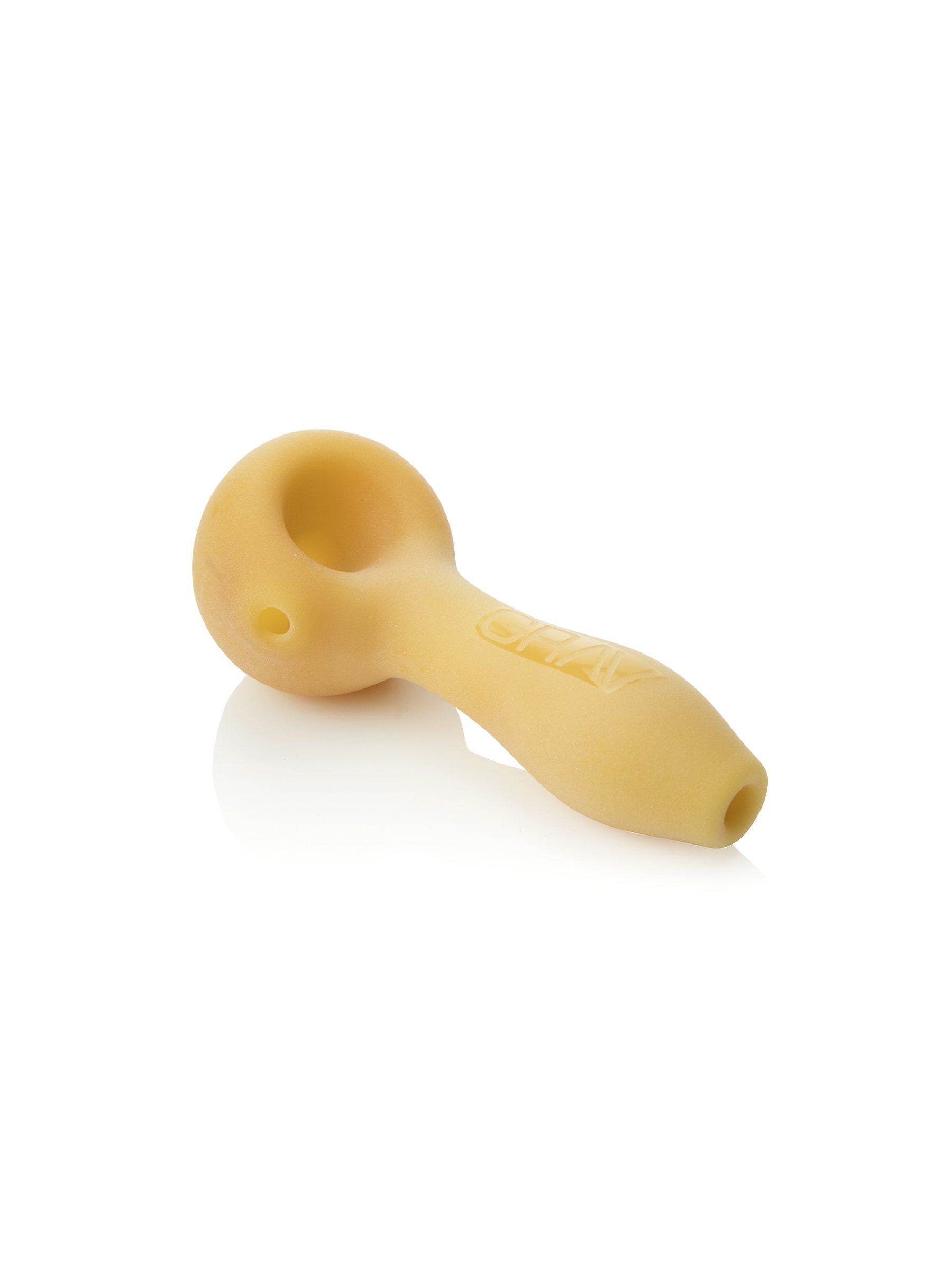 4" GRAV® Sandblasted Spoon Glass Pipe GRAV Opaque Yellow 