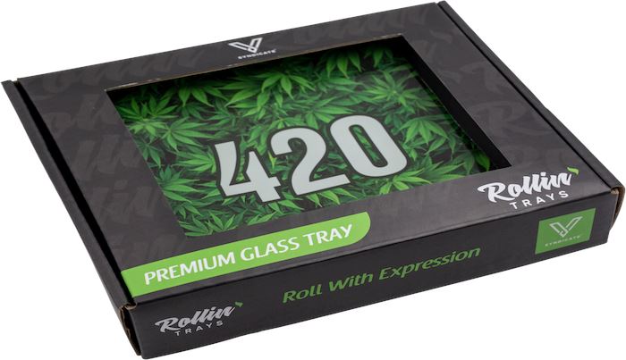 420 Green Glass Tray - Shatter Resistant Rolling Tray V-Syndicate 