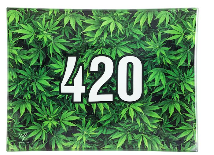 420 Green Glass Tray - Shatter Resistant Rolling Tray V-Syndicate 