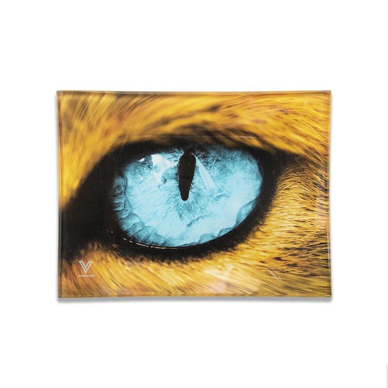 Blue Eye Tiger Glass Tray Rolling Tray V-Syndicate Small 