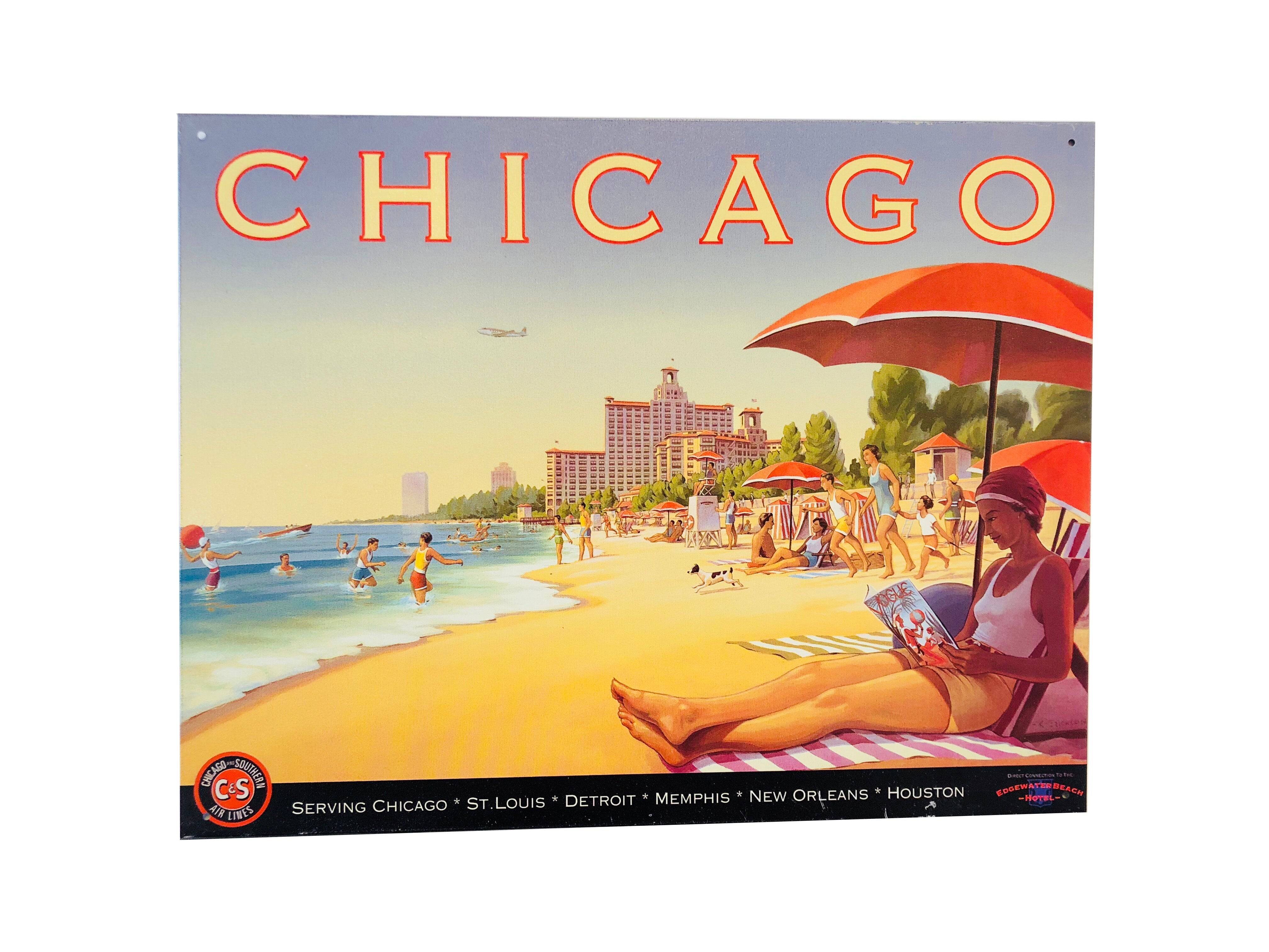 Chicago & Southern Airlines Vintage Tin Poster PPPI 