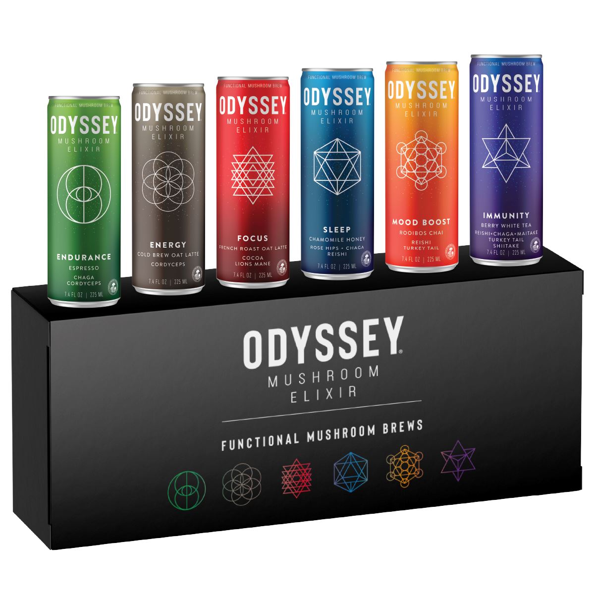 Functional Mushroom Brews Drink Beverage Odyssey Sampler Pack (6 Flavors) (1 of Each) 