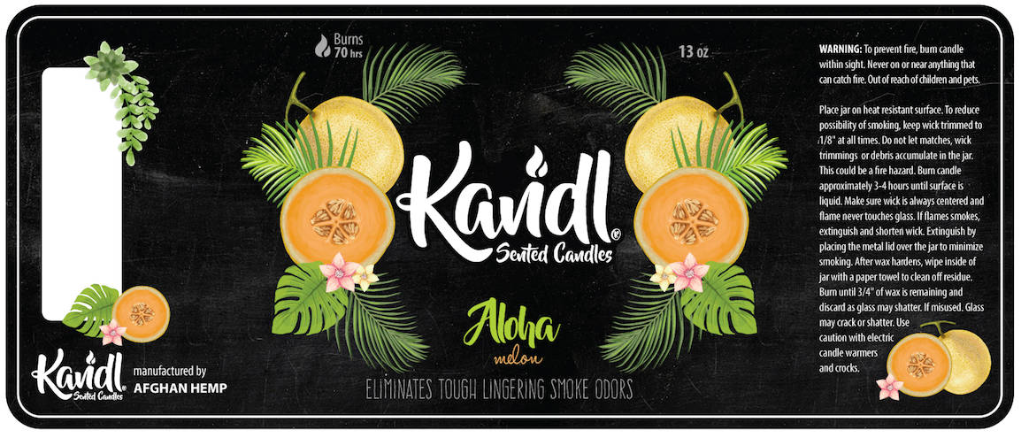 KANDL Smoke Odor Eliminating Scented Candle Candle Afghan Hemp Aloha Melon 