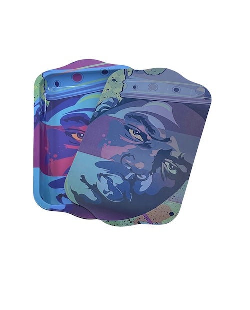 Metal Rolling Tray w/ Holographic Magnetic Lid - B.I.G. Memories Rolling Tray Puff Wholesale 