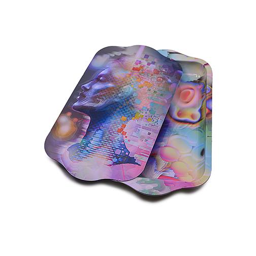 Metal Rolling Tray w/ Holographic Magnetic Lid - Bliss Rolling Tray BDD Wholesale 