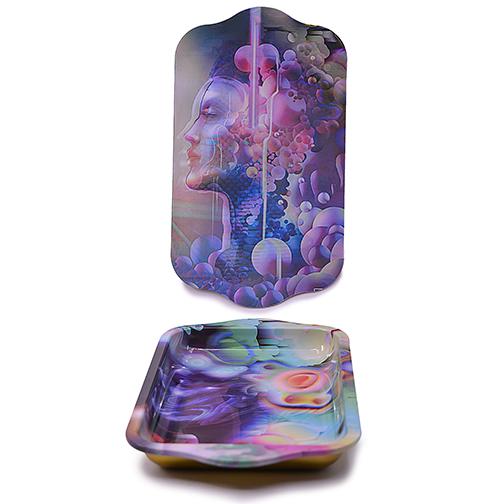 Metal Rolling Tray w/ Holographic Magnetic Lid - Bliss Rolling Tray BDD Wholesale 