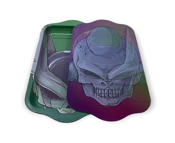Metal Rolling Tray w/ Holographic Magnetic Lid - Creepy Skull Rolling Tray Puff Wholesale 