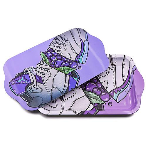 Metal Rolling Tray w/ Holographic Magnetic Lid - Grape Jays Rolling Tray BDD Wholesale 