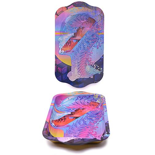 Metal Rolling Tray w/ Holographic Magnetic Lid - In Depth Rolling Tray BDD Wholesale 