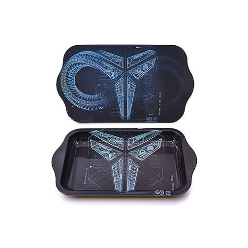 Metal Rolling Tray w/ Holographic Magnetic Lid - KB Emblem Rolling Tray BDD Wholesale 