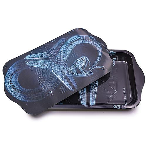 Metal Rolling Tray w/ Holographic Magnetic Lid - KB Emblem Rolling Tray BDD Wholesale 