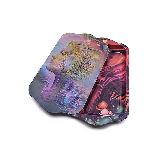 Metal Rolling Tray w/ Holographic Magnetic Lid - Lady Legend Rolling Tray BDD Wholesale 