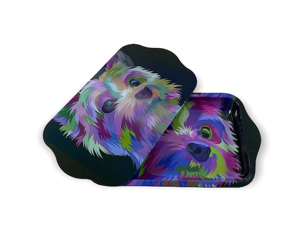 Metal Rolling Tray w/ Holographic Magnetic Lid - Little Puppy Rolling Tray Puff Wholesale 