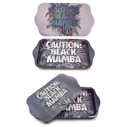 Metal Rolling Tray w/ Holographic Magnetic Lid - Mamba Rolling Tray BDD Wholesale 