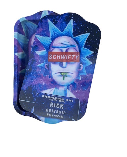 Metal Rolling Tray w/ Holographic Magnetic Lid - Schwifty Rolling Tray Puff Wholesale 