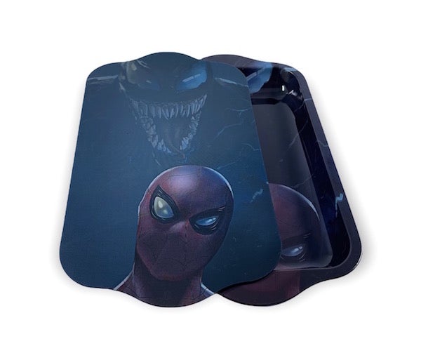 Metal Rolling Tray w/ Holographic Magnetic Lid - Spider Eating Monster Rolling Tray Puff Wholesale 