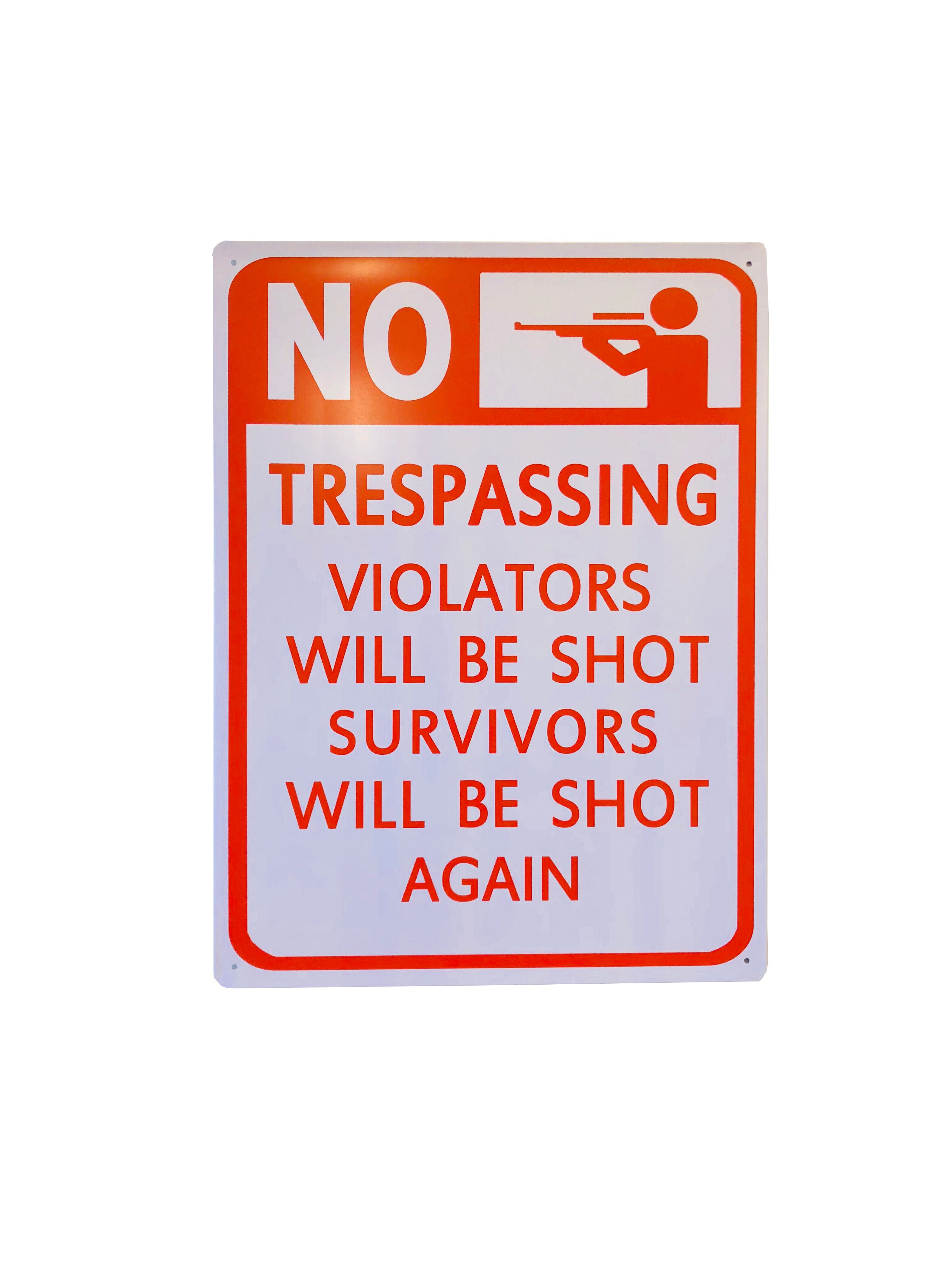 NO Trespassing Violators Will be Shot Tin Poster PPPI 
