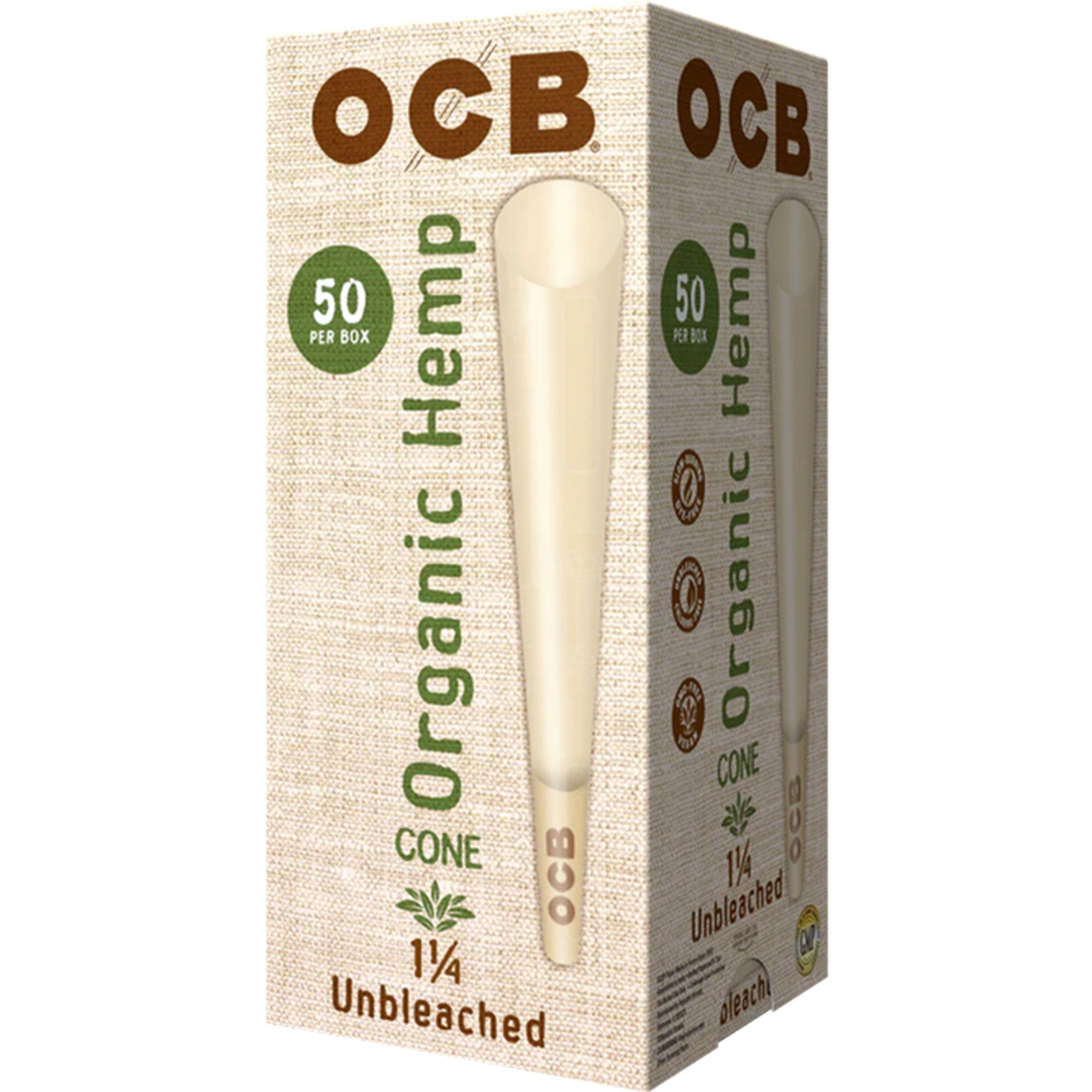OCB Organic Hemp 1 1/4 Cones Large Box Cone OCB 50 