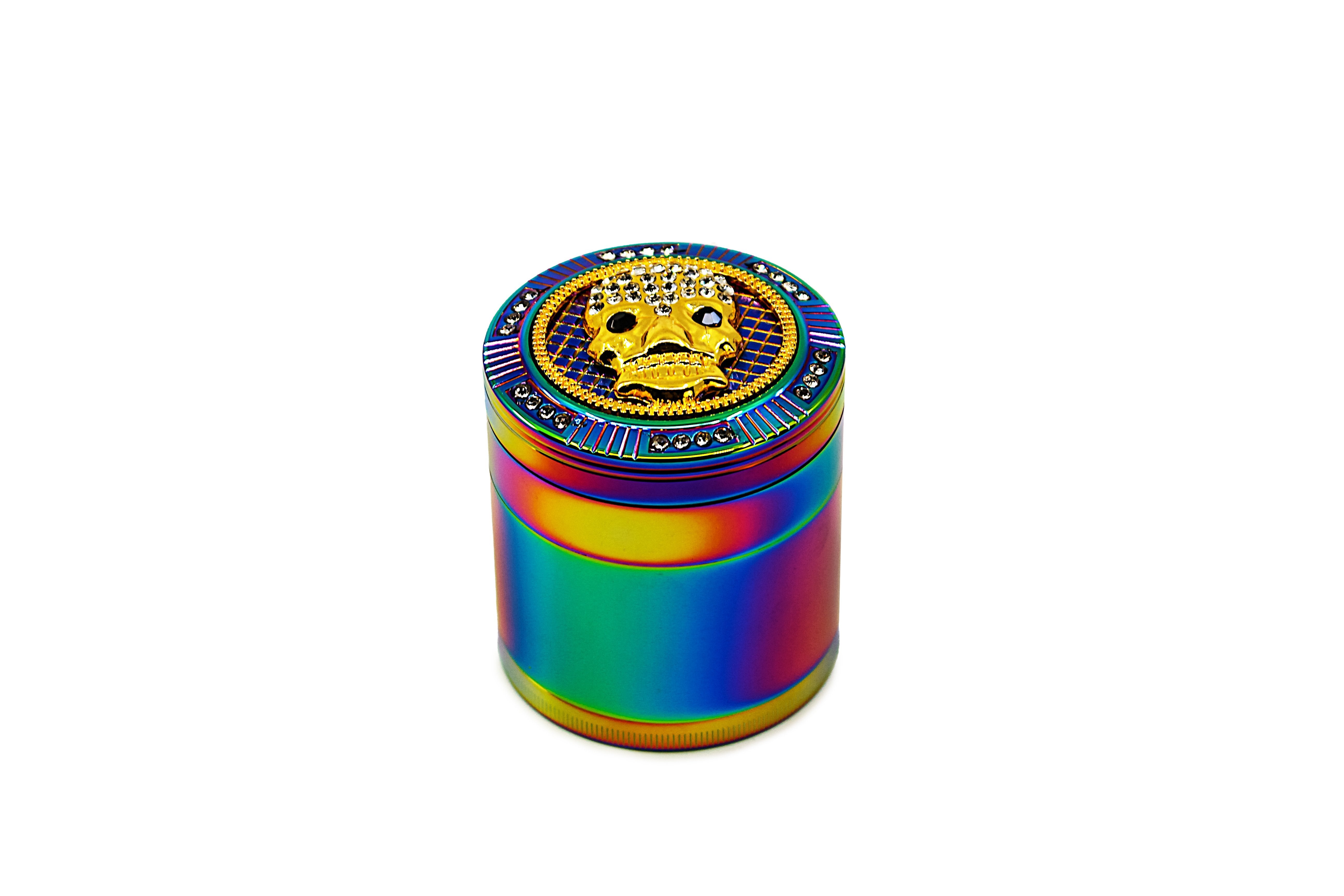 Rainbow Bling Grinder w/ Stash - (2.5")(63mm) 4 piece PPPI 