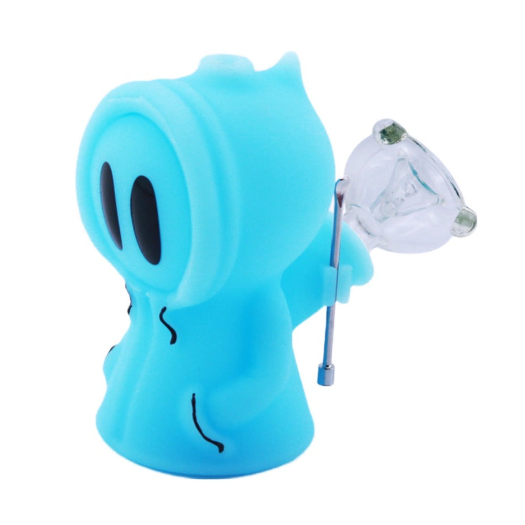 Silicone Ghost Pipe Bubbler - 5in Pipe Siliclab Blue 