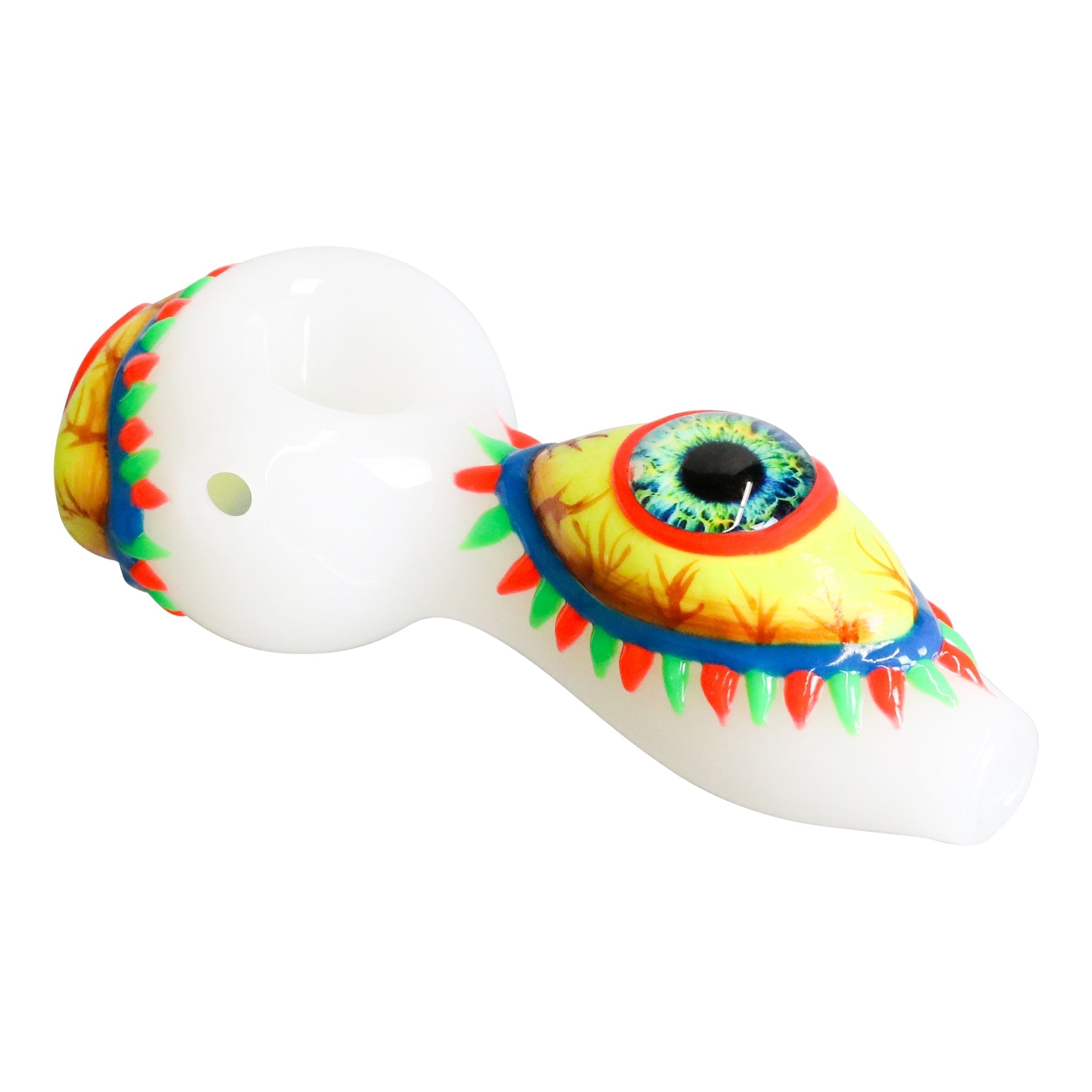 The Glowing All Seeing Eye Pipe (4.5") Pipe HF Glass White 
