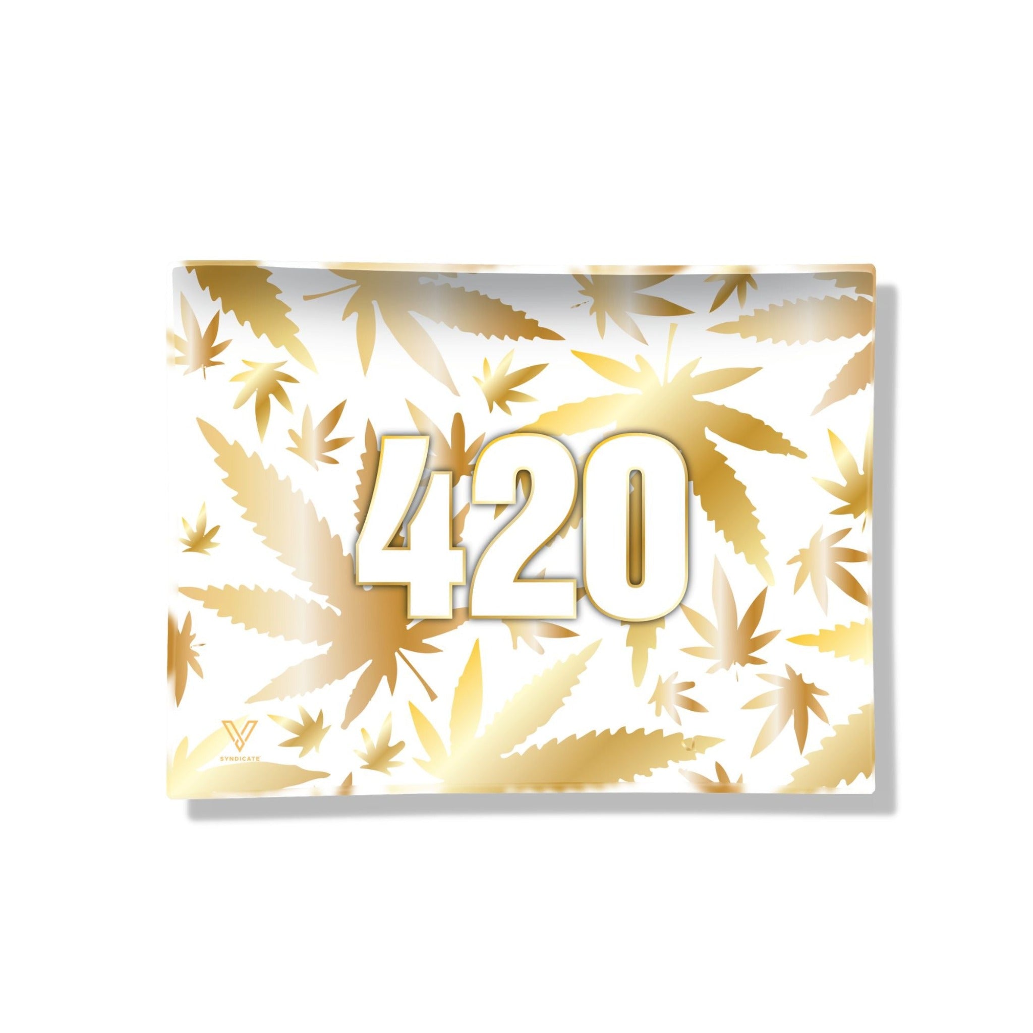 V Syndicate 420 Gold Glass Rolling Tray Rolling Tray VS Large 
