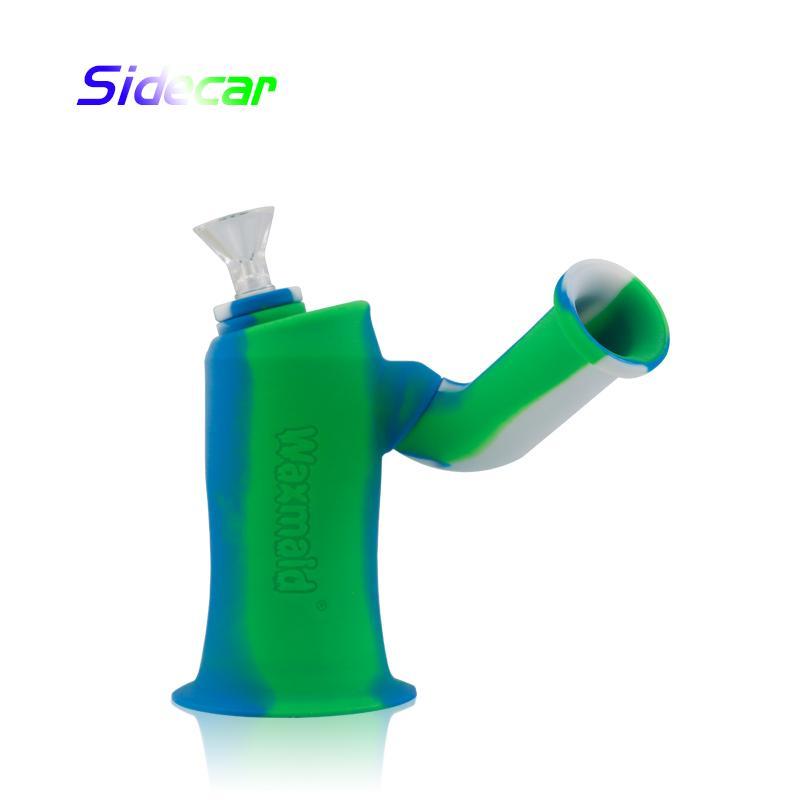 Waxmaid Silicone Water Pipe - Side Car (5.5") Silicone Waxmaid Blue/Green/White 