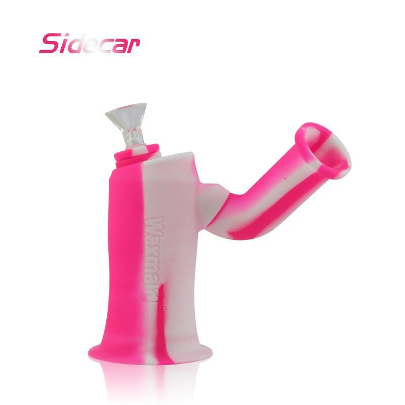 Waxmaid Silicone Water Pipe - Side Car (5.5") Silicone Waxmaid Pink and White 